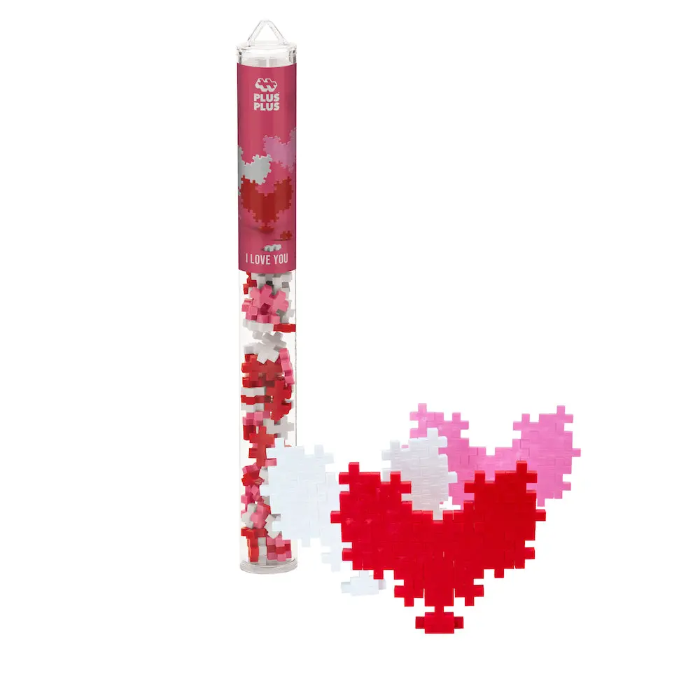 Plus-Plus 'I Love You' 70 Piece Tube for Creative Play, STEM Toy for Ages 5-12