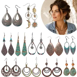 11 Pairs Vintage Drop Dangle Earrings for Women Boho Earring Jewelry Set Retro Flower Dangly Earring Teardrop Sun and Moon Earrings