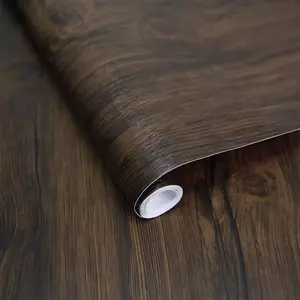 Wood Peel & Stick Wallpaper 116" x 23.5" Dark Brown Real Wood Texture DIY Decor