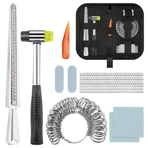 Professional Ring Sizing & Adjustment Kit - Metal Mandrel, Rubber Mallet, Finger Gauges & Polishing Tools for Jewelers