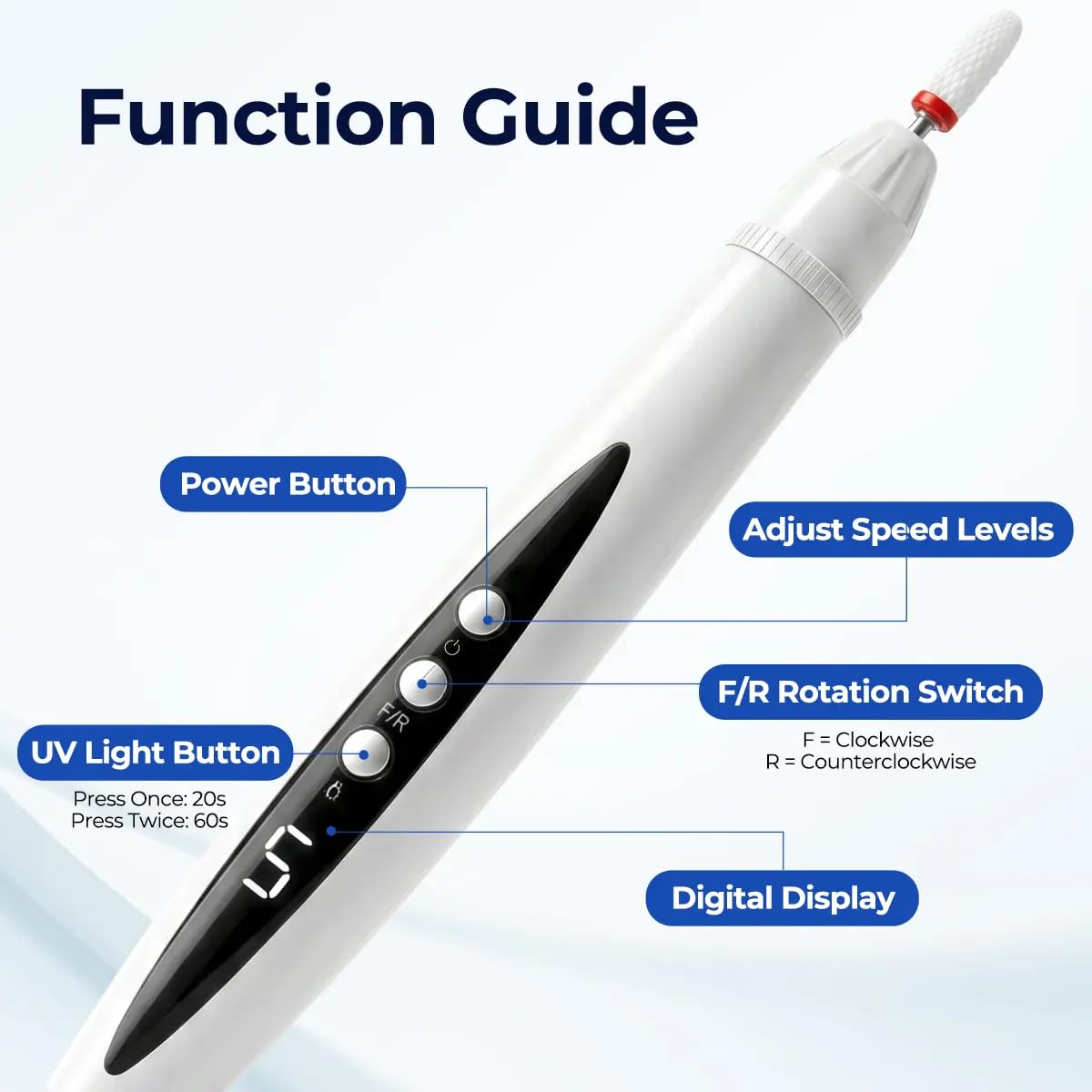 Rechargeable Nail Drill, Cordless Electric File for Fungus Nail Care | Thick Nail Maintenance, Smooth Nail Shaping & Buffing, Precise Cuticle Care, Gentle Daily Nail Grooming,