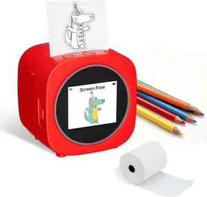 AI Voice Sticker Printer Box for Kids,Inkless Wireless Screen-Free Imagination Printer with Safe Paper Rolls,Portable Thermal Mini Sticker Maker Machine for DIY/Gift/Journal,For Home/School/ Office