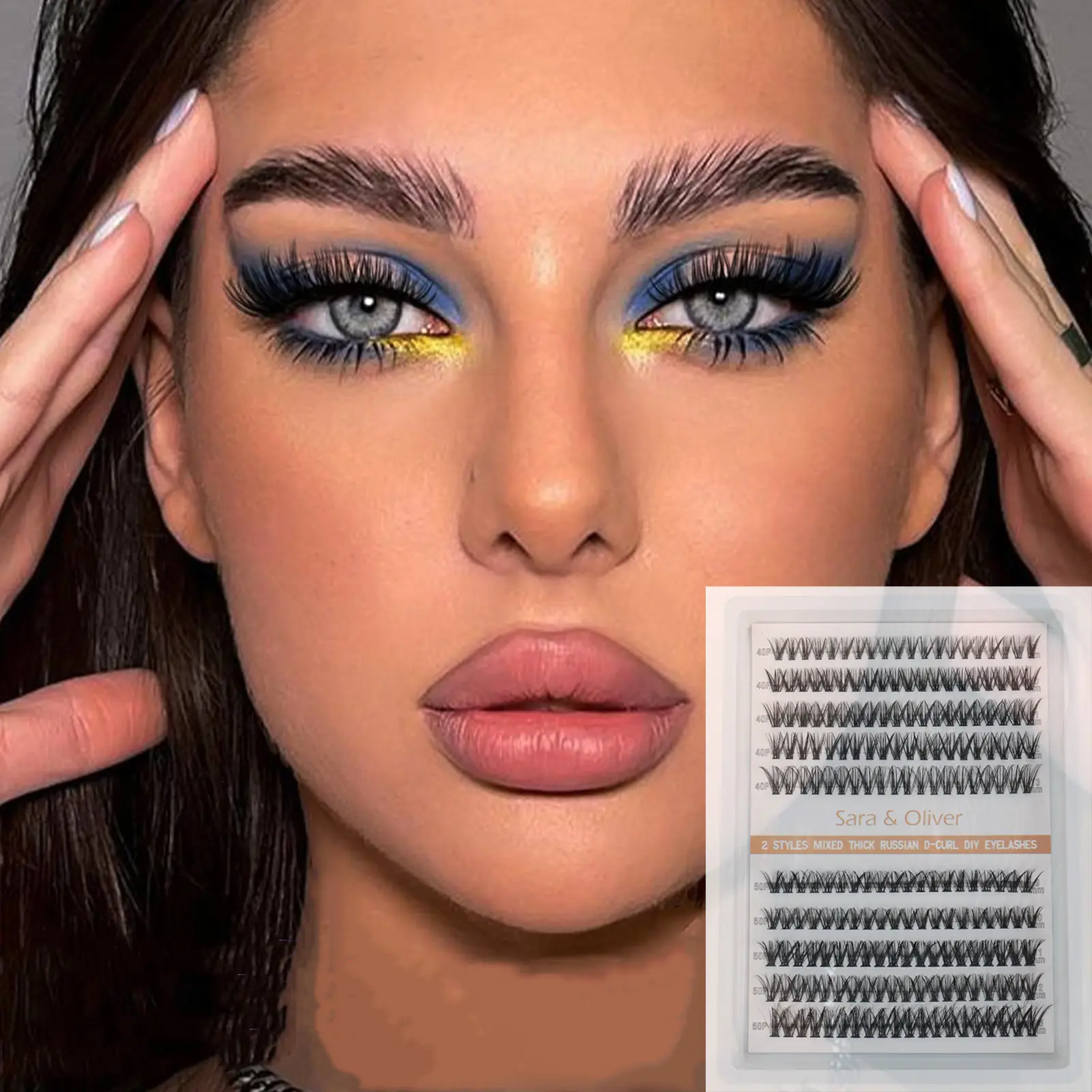 Natural Thick False Eyelashes 200 Piece Pack, Lightweight Cosmetic Lashes with Ultra-Thin Band, Reusable Superfine Fiber for Makeup