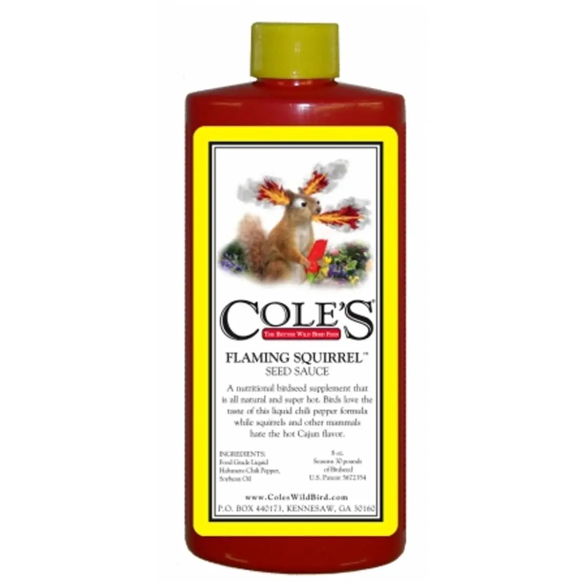 COLES 212 MAIN Food-Grade Squirrel-Repelling Seed Sauce Supplements, 16 oz Spicy Flaming Wild Bird Feeding Supply, Backyard Bird Feeder Accessories, Backyard Birds