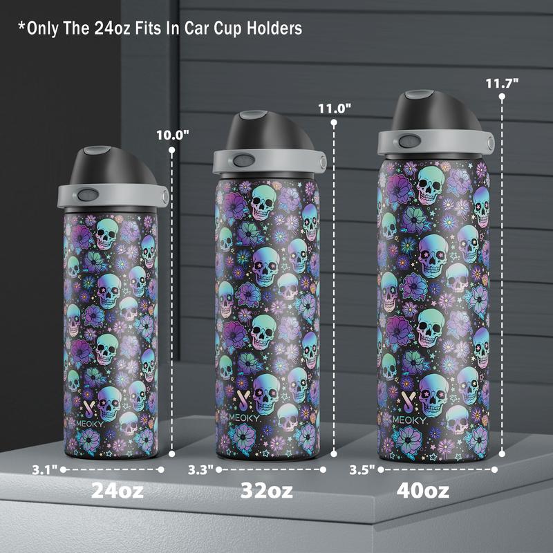 【Meoky Mystery Box Sports Cup】24oz/32oz/40oz Water Bottle with Straw & 2-in-1 Lid ， Stainless Steel thermos cup，Leak Proof, Keeps Cold 24H, BPA-Free, Protective Silicone Base for Sports, Gym, Travel & School,Mystery Cup,Valentine's Day gift