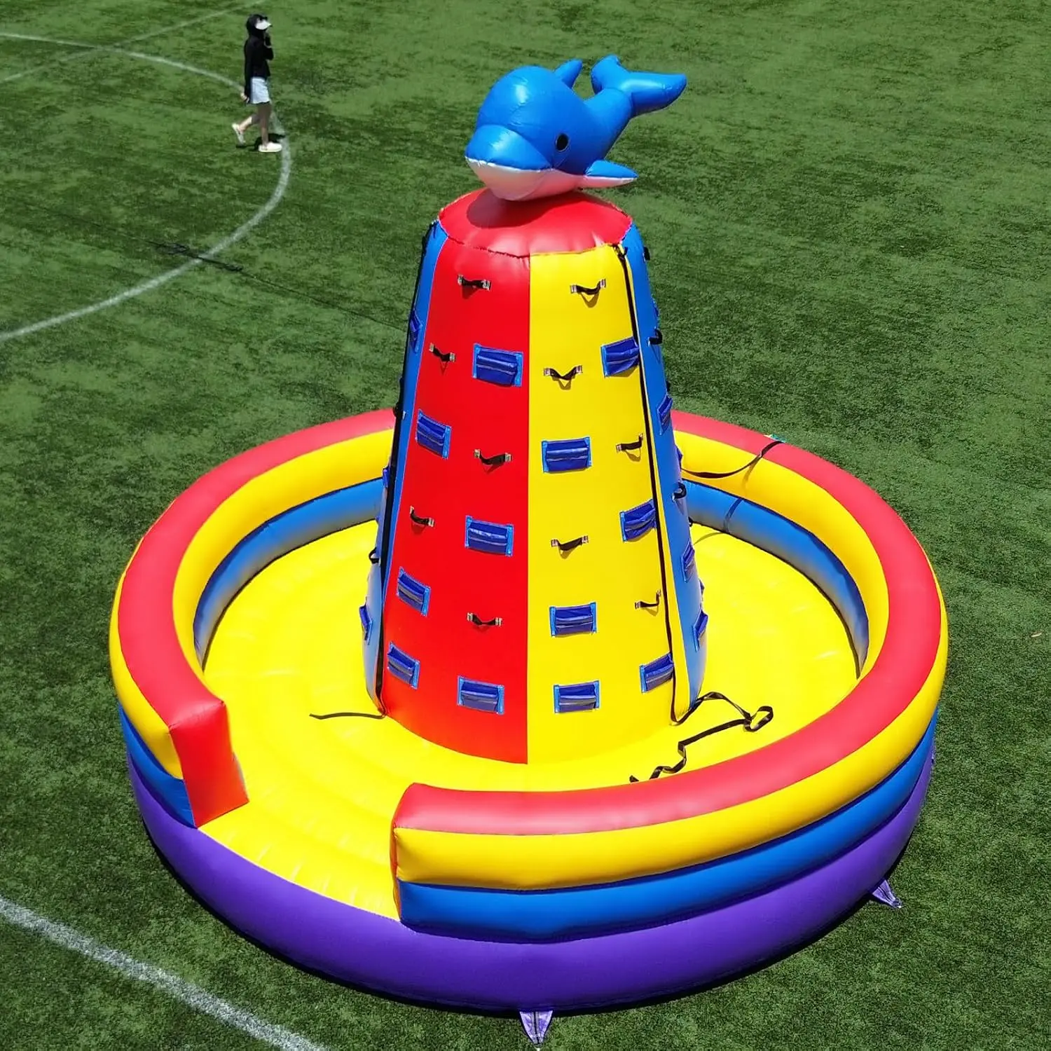 15FT Large Inflatable Bounce House with Climbing Wall, 100% PVC Bouncer Castle with 1100W Blower, Stakes & Safety Wall – for Outdoor Birthday Parties, Backyard Games (15x15x12FT)