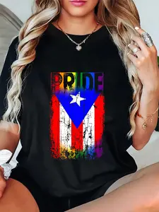 100% Cotton Unisex Puerto Rico Rican Gay Pride Flag LGBTQ Boricua Distressed T-Shirt