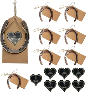 3PCS Good Luck Horseshoe-Shaped Gifts Retro Metal Country Horse Shoes Wedding Kentucky Derby Party Valentine's Day Decorations with Kraft Paper Labels & Cute Heart-Shaped Labels