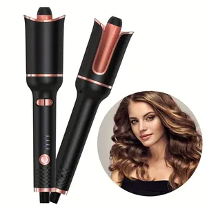 Automatic Rotating Curling Iron Hair Wand - 4 Speed Temperature Control, Dual Voltage, Spin Iron for Styling, Black, Curling Wand Attachment, Curling Iron for Hair, Automatic Curling Iron JOYYH