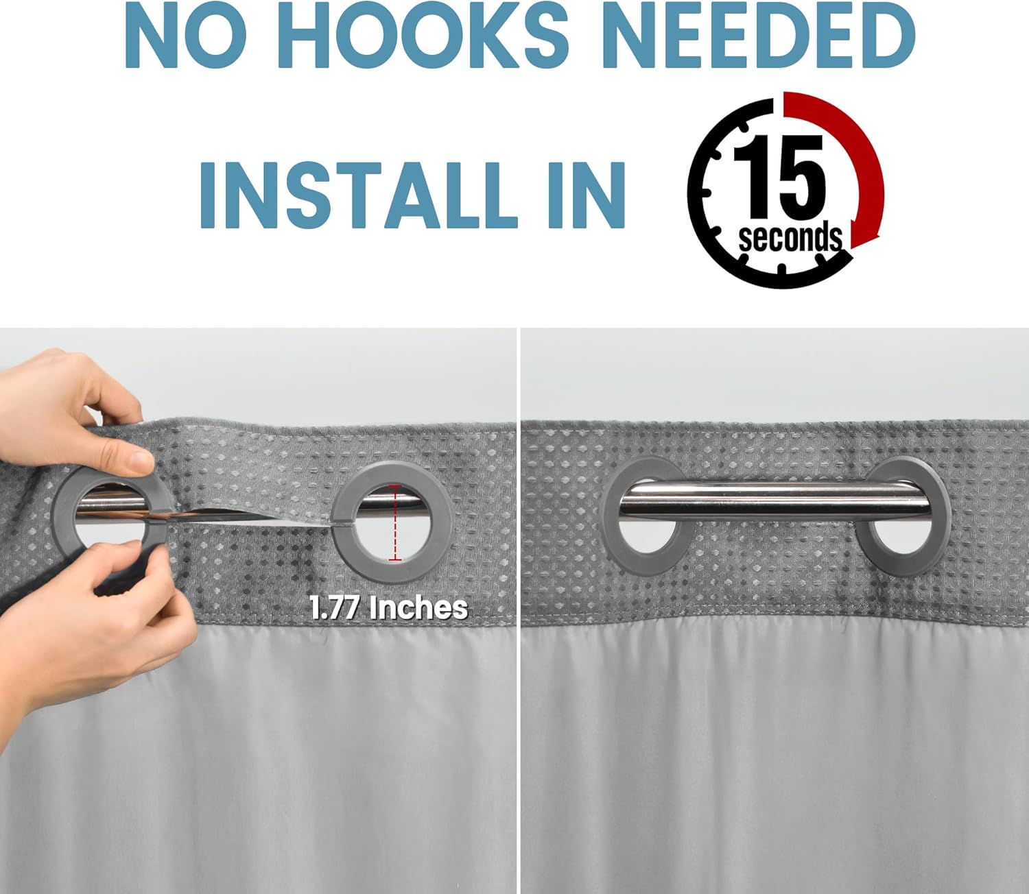 Waffle Pattern Shower Curtain, 1 Count Double-Layer Waterproof Shower Curtain, Removable Shower Curtain with Snaps, Bathroom Accessory & Supplies