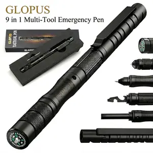 9-in-1 Multi-Tool Emergency Pen - Heavy Duty EDC Gear with Compass & Fire Starter | Practical Outdoor Survival Tool, Father’s Day Gift for Men