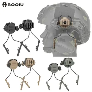BOOIU Tactical Rail Mounts Headset Fast Helmet Rail Adapter Headset Holder Shooting 360 Rotation Airsoft Helmet Rail Bracket
