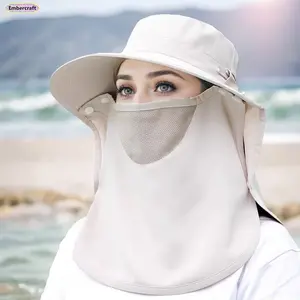 UV Protection Wide Brim Sun Hat for Women, Foldable Bucket Hat with Neck Flap, Lightweight Outdoor Hat for Beach, Travel, Hiking and Fishing