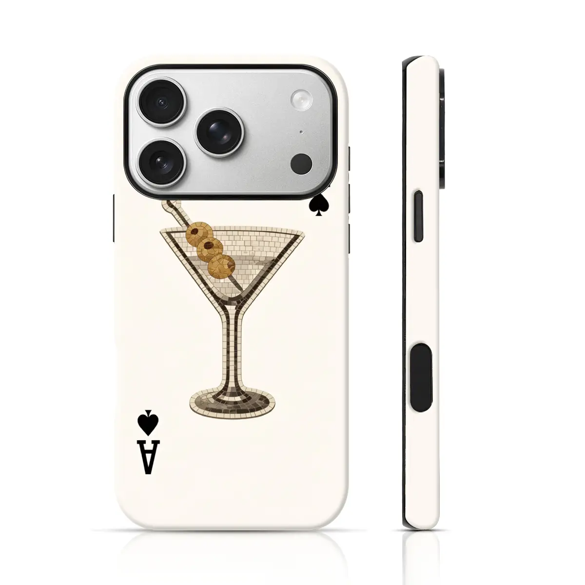 Ace of Spades Martini Design Mobile Phone Case Double-Layer TPU Shockproof for iPhone 17 Pro Max/16 Pro Max /15Pro Max 15/14/13/12 & Samsung S26 /S25Ultra Fashion Phone Case, Accessories