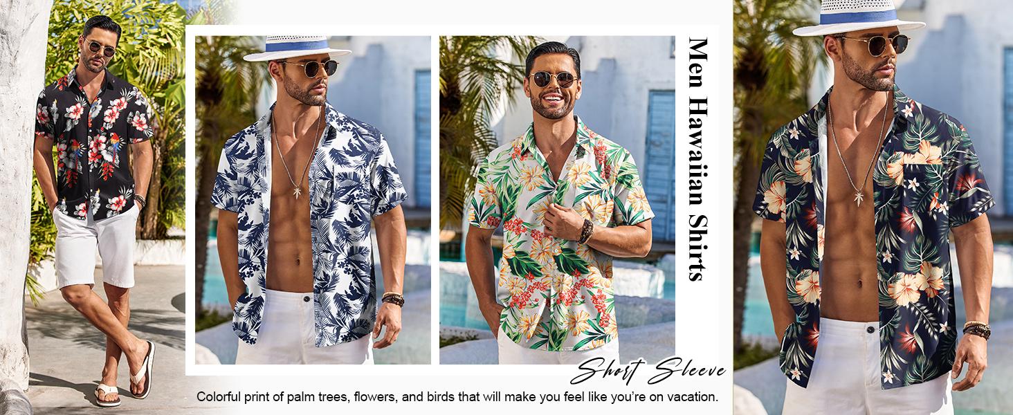 COOFANDY Men's Hawaiian Shirt Short Sleeve Floral Button Down Shirts Tropical Holiday Beach Shirts COOFANDY Men's Hawaiian Shirt Short Sleeve Floral Button Down Shirts Tropical Holiday Beach Shirts