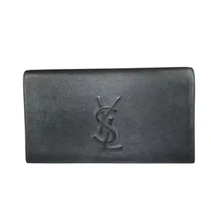 Pre-owned Yves Saint Laurent Black Clutches & Wristlets YSL Saint Laurent GHW Bella De Jour Calkskin Large Clutch