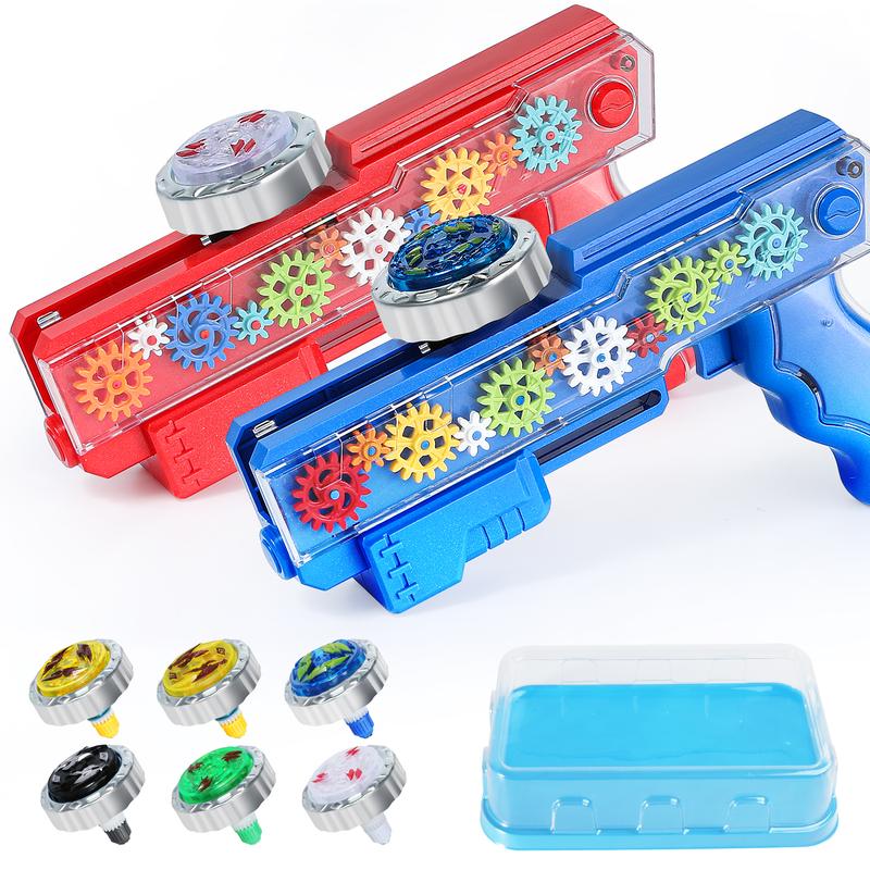 Bey Battling Top Burst Gyro Toy Set Rivalry games with 6 Spinning Top Burst Gyros 2 Toy Launchers Grip Starte, Combat Battling Game Gifts for Boys Children Kids Ages 6+(Red+Blue)