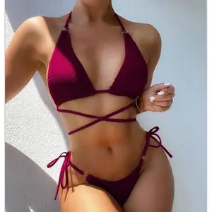 Women's New Sexy Bikini - Wave Cloth, Lace-Up, Split Design Thong Bikini Swimsuit