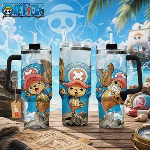 Tony Tony Chopper Cotton Candy 40oz Handle Tumbler – Kawaii Anime Stainless Steel Travel Mug, Double Wall Vacuum Insulated Cup, Cute Otaku Drinkware, Large Iced Coffee Tumbler, Manga Lover Gift, Gaming Fan Merchandise