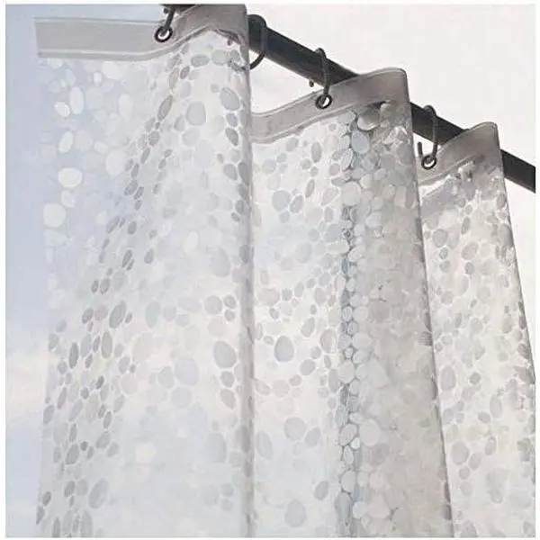 Stall Shower Curtain Liner 54 x 72 inch, EVA Weighted Bathroom Shower Liner with Strong Magnets, Heavy Duty,Clear Shower Curtain Cobblestone(54" W X 72" H)