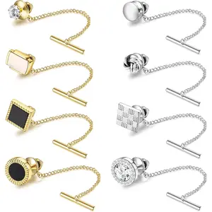 THUNARAZ 8 Pcs Vintage Tacks for Men Regular Ties Necktie Cool Pins With Chain for Dates Engagements Wedding Business Banquets Anniversaries Birthday Important Occasions Men's Jewelry for Christmas Gift