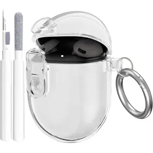 Lock Case for Google Pixel Buds A-Series (2021) / Pixel Buds 2 Clear Case (2020) with Cleaner Kit, Soft TPU Transparent Protective Pixel Bud A and Buds 2 Cover Men Women with Carabiner, Clear