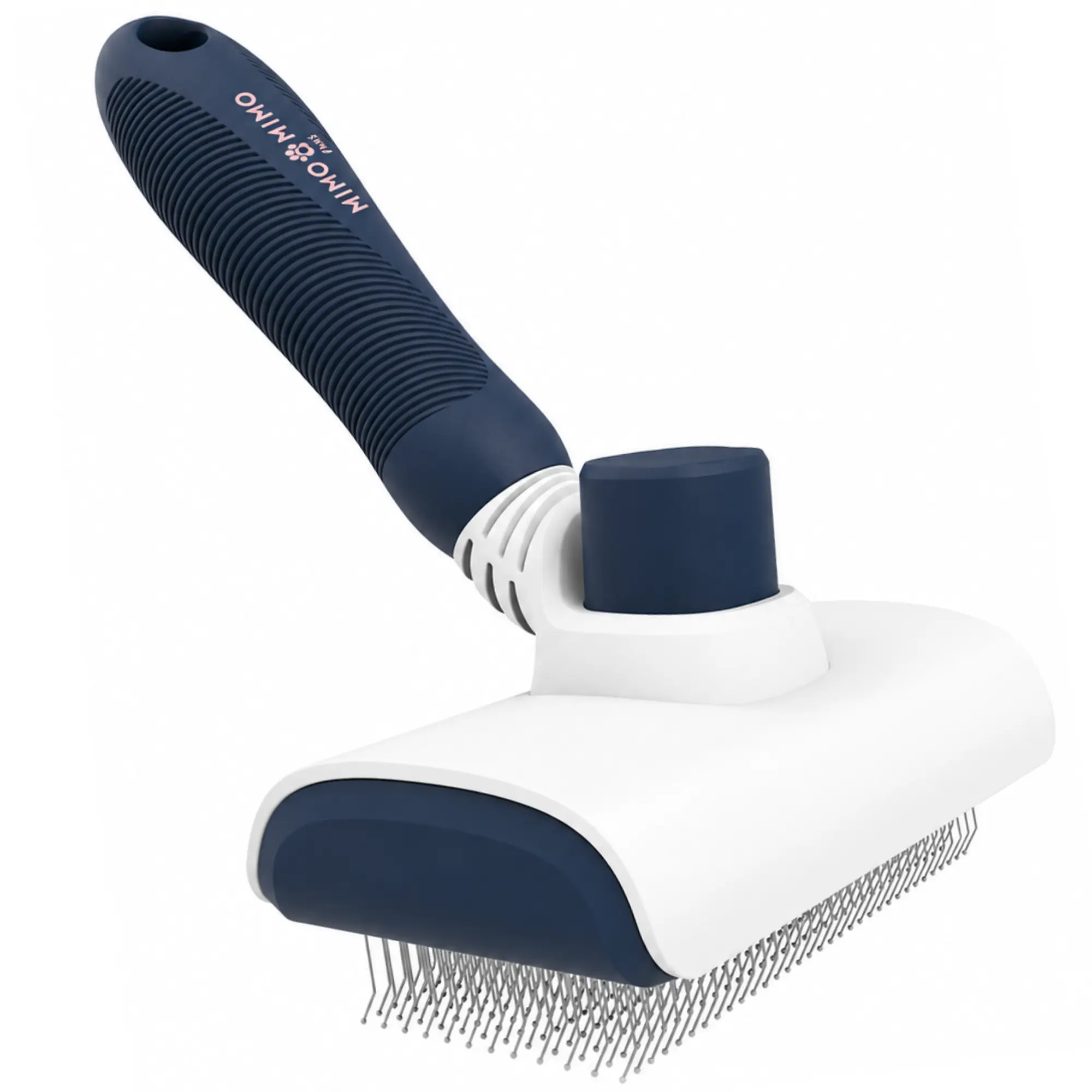 Self-Cleaning Slicker Brush for Dogs & Cats, Flexible Neck Grooming Brush for Deeper Reach with Long Stainless-Steel Bristles, Deshedding & Detangling Brush for Sensitive Skin, Good for Daily Use, One Click Easy Cleaning