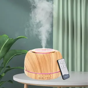 300ML 7 Color Light Changing Aroma Essential Oil Diffuser, Wood Grain Cool Mist Maker with Remote Control, USB Powered Air Humidifier for Home Bedroom Office