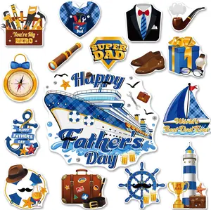 Cruise Door Decorations Magnetic - 16PCS Father's Day Cruise Door Magnets Dad Sea Navigation Cruise Door Magnets Stickers Decal for Fathers Day Birthday Carnival Party Fridge Cabin Car Decor