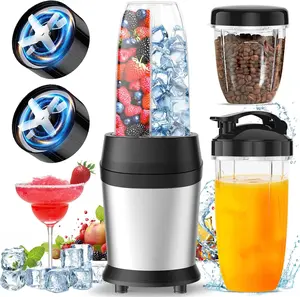 ODIFORGO Professional Blender, with 2 Sharp 6-Fin Blades, Portable Smoothie Blenders with 14oz, 24oz, 29oz Easy Go Cups for Nutritious Juices,Silver，Black Friday Online Event, Christmas Gifts