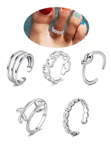 Adjustable Open Toe Ring Set, Fashionable Style Heart & Flower Design Toe Ring for Women & Girls, Elegant All-match Fashion Accessories for Daily Wear