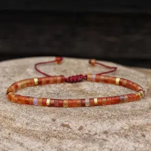 Carnelian Bracelets - Natural Gemstone Beads Adjustable  Bracelets for women - Heart Healing Bracelet for Passion & Energy & Power