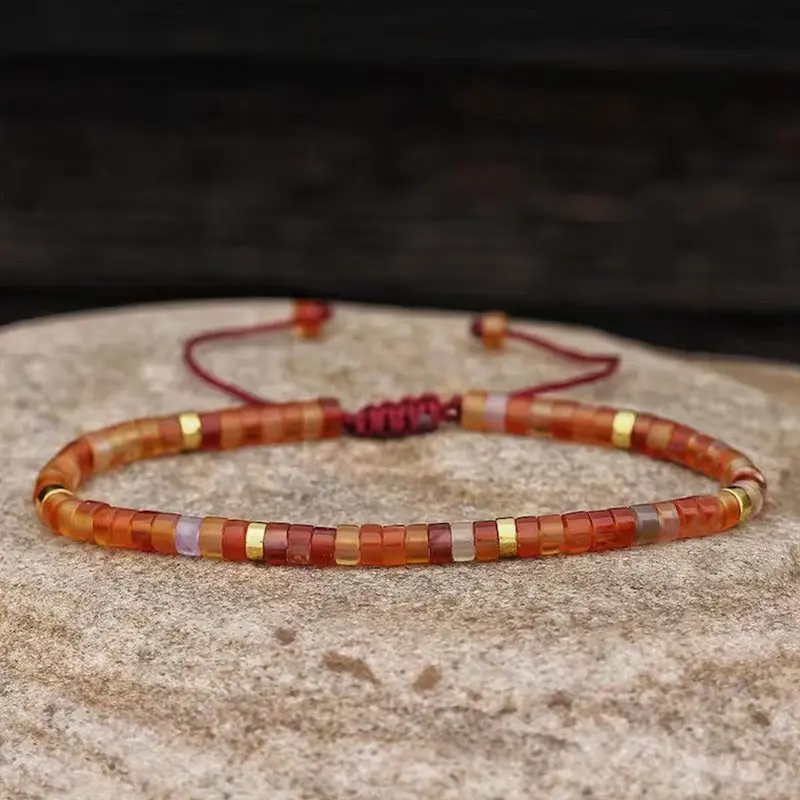 Carnelian Bracelets - Natural Gemstone Beads Adjustable  Bracelets for women - Heart Healing Bracelet for Passion & Energy & Power