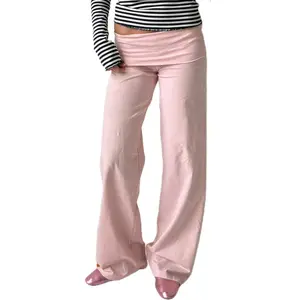 Fold Over Pants Women  Yoga Wide Leg Flowy Foldover Trousers Baggy Bottoms Casual Lounge Bottoms Comfy Pants Sweatpants ﻿