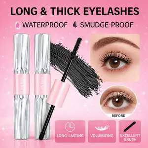 Quick-Drying, Waterproof, Curling and Volumizing Mascara – Upgraded Version with a Steel Tube Lash Base, Long-Lasting, Smudge-Proof, Clump-Resistant, and Non-Smudging, Creating Long, Thick, and Voluminous Lashes