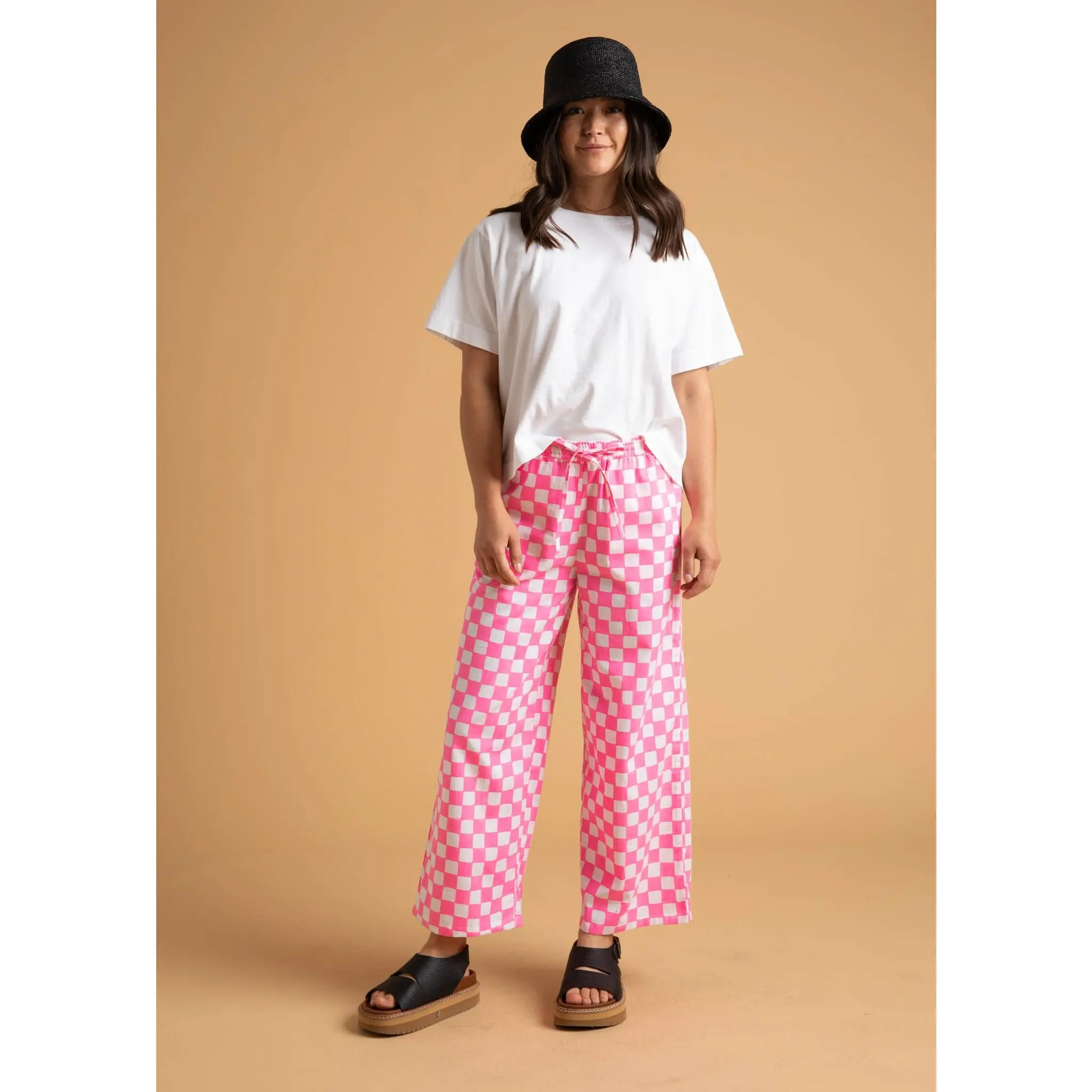 Shore Pant -  Checkerboard Neon Pink