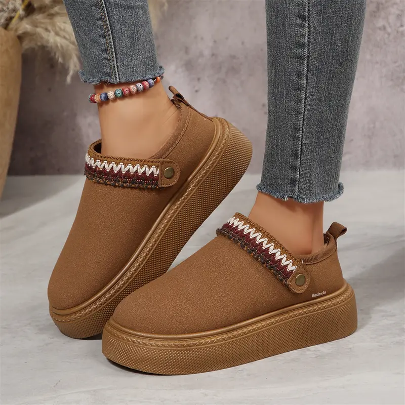 Platform Slippers for Women Fleece Lined Mini Boots Anti-Slip Snow Shoes for Women Winter Indoor Outdoor Springfresh