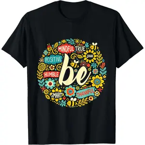 100% Cotton Printed Street-Style T-Shirt Be Positive Shirt Motivational Quote Life Inspiration Slogan T-Shirt