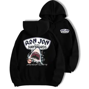 Ron Jon Surfboards Shark Graphic Washed Hoodie,Retro Beach Surf Aesthetic, Trendy Hoodie for men and women