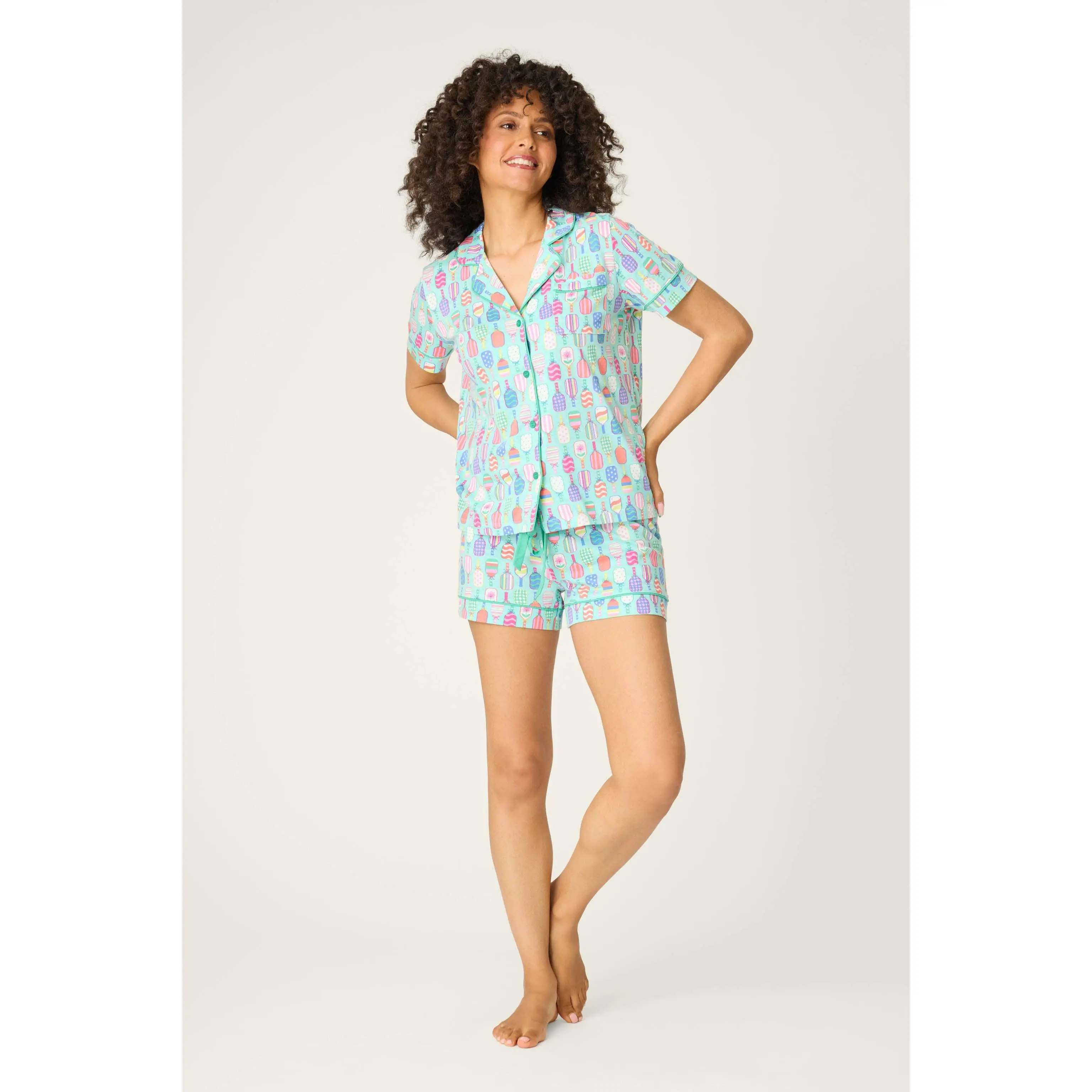 Whimsy Pickleball Paddle Party Short PJ Set