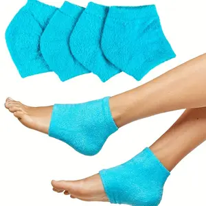 2-Pack Fuzzy Spa Heel Socks, Moisturizing Gel-Lined, Toeless Foot Care, Non-Electric Comfortable Sleepwear
