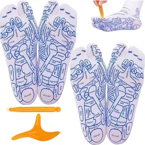 Reflexology Socks Set - Reflexology Socks with Massage Tool - White Manual High Elastic - Comfortable Cotton for Foot Pain Relief and Acupressure