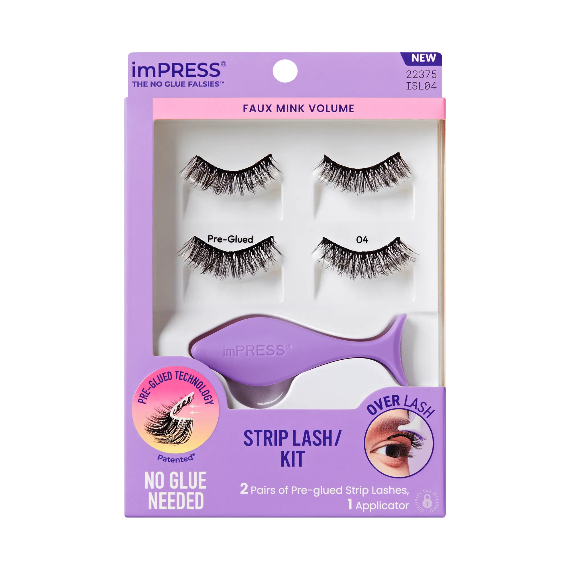 Impress Falsies Pre-Glued Strip False Eyelashes Starter Kit - Faux Mink Volume | 2 Pairs, With Applicator, 12mm Impress Falsies Pre-Glued Strip False Eyelashes Starter Kit - Faux Mink Volume | 2 Pairs, With Applicator, 12mm