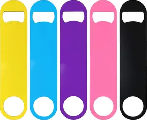 5 Pack Stainless Steel Colorful Beer Bottle Opener Set, 7 Inch, Large Colorful Design,