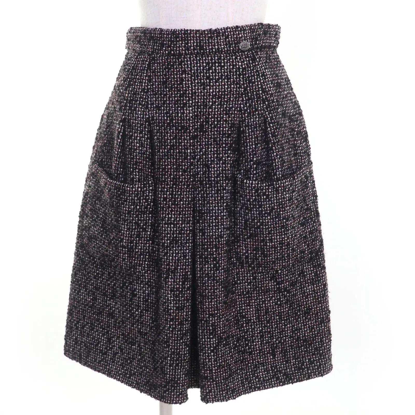 Pre-owned CHANEL Cotton Small Leather Goods Tweed Wool Skirt