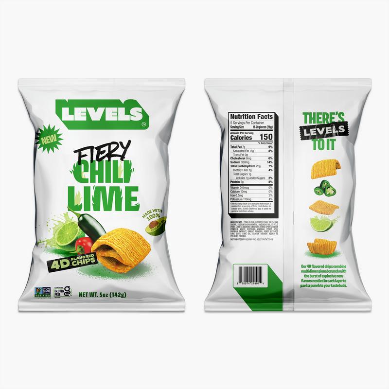 Levels by Brent Rivera 3 Pack 5 oz Bags (15 total ounces) Fiery Chili Lime Bold Nacho Cheese Sweet Cinnamon Churro Snack Variety Crunchy Spicy Savory