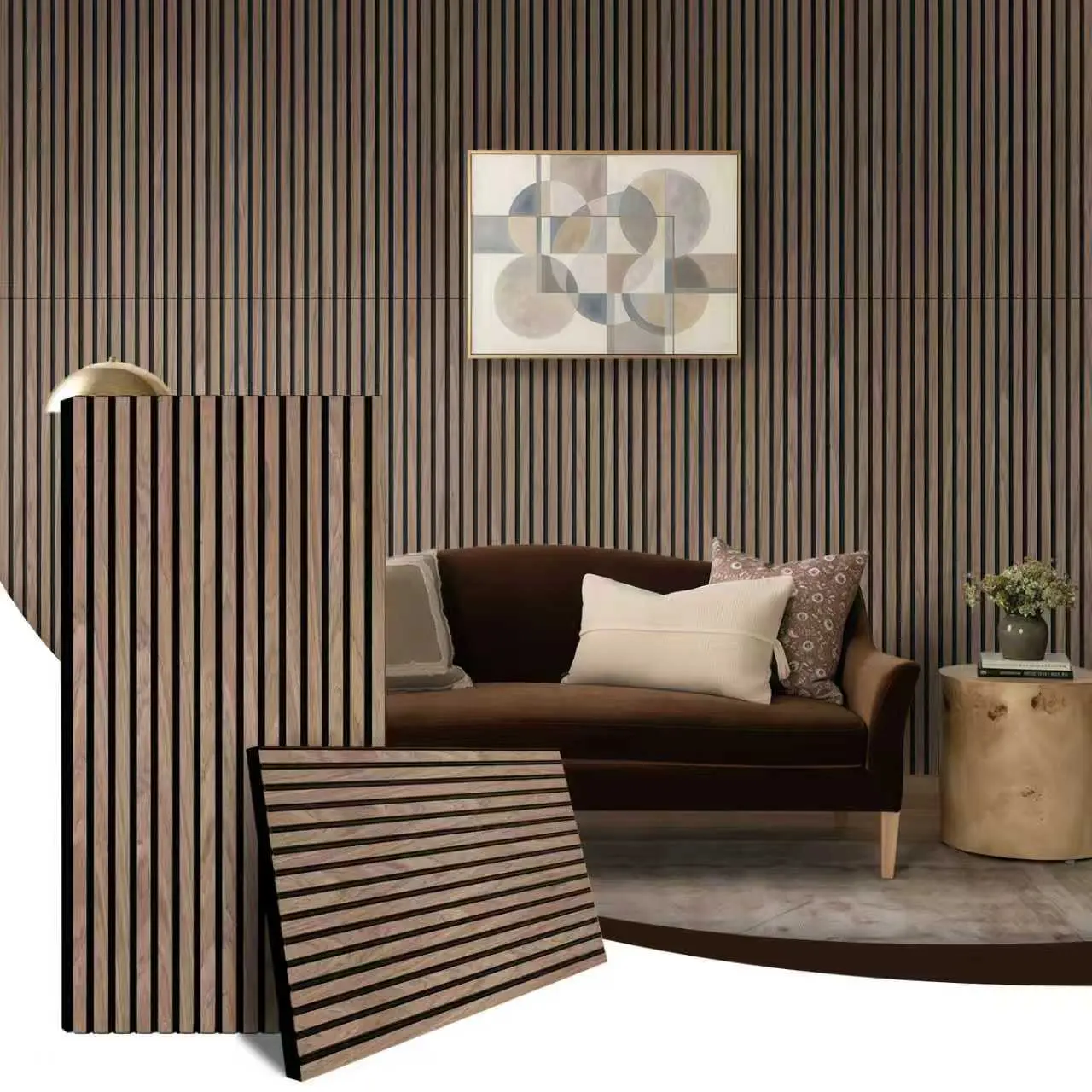 Wood Slat Acoustic Wall Panels, Walnut Wood Veneer Sound Absorbing Panels 47.2" × 23.6" × 2.36", Decorative Slat Wall Panel for Living Room, TV Wall, Bedroom & Home Office campingessentials