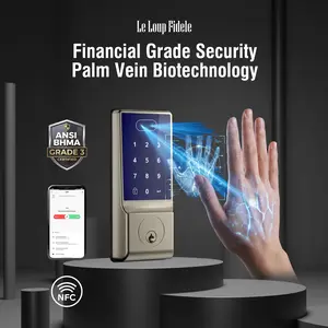 Le Loup Fidele 6-in-1 Palm Vein Biotechnology Password Convenient Door Lock For All Ages Under All Conditions Digital APP Deadbolt Locks Smart Locking With Key Card for House Apartment Office Hotel Doors Use