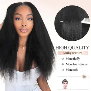 ZIHAN Synthetic Yaki Straight Bob Wig 18 Inch Light Kinky Texture Middle Part Shoulder Length for Women High Quality Fluffy Soft Elegant Stylish Look