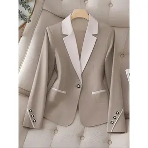 Women’s solid-color sports jacket, elegant long-sleeve lapel workwear, four-season women’s long-sleeve apparel, women’s clothing